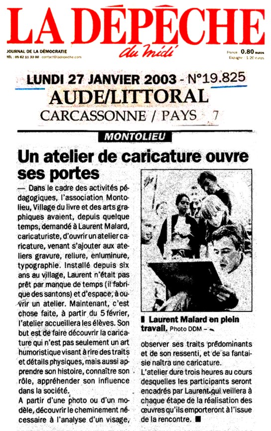 Montolieu, La Dépêche du Midi, 27 janvier 2003.