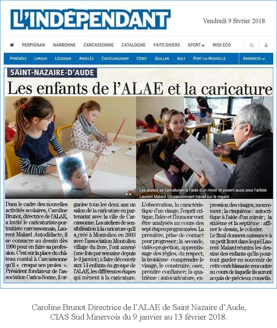 

Les enfants de L'ALAE et la caricature - l'Indépendant.

9 février 2018 - Saint Nazaire d'Aude.
