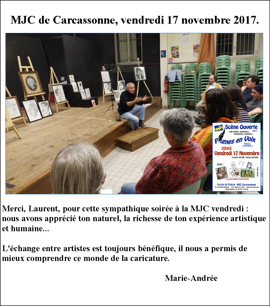 MJC de Carcassonne, 17-11-2017
Plumes en voix 